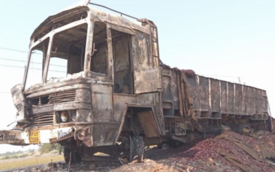 ASHOK LEYLAND 2214 (2008)BELLARY,KARNATAKA, (WITHOUT RC) FIRE