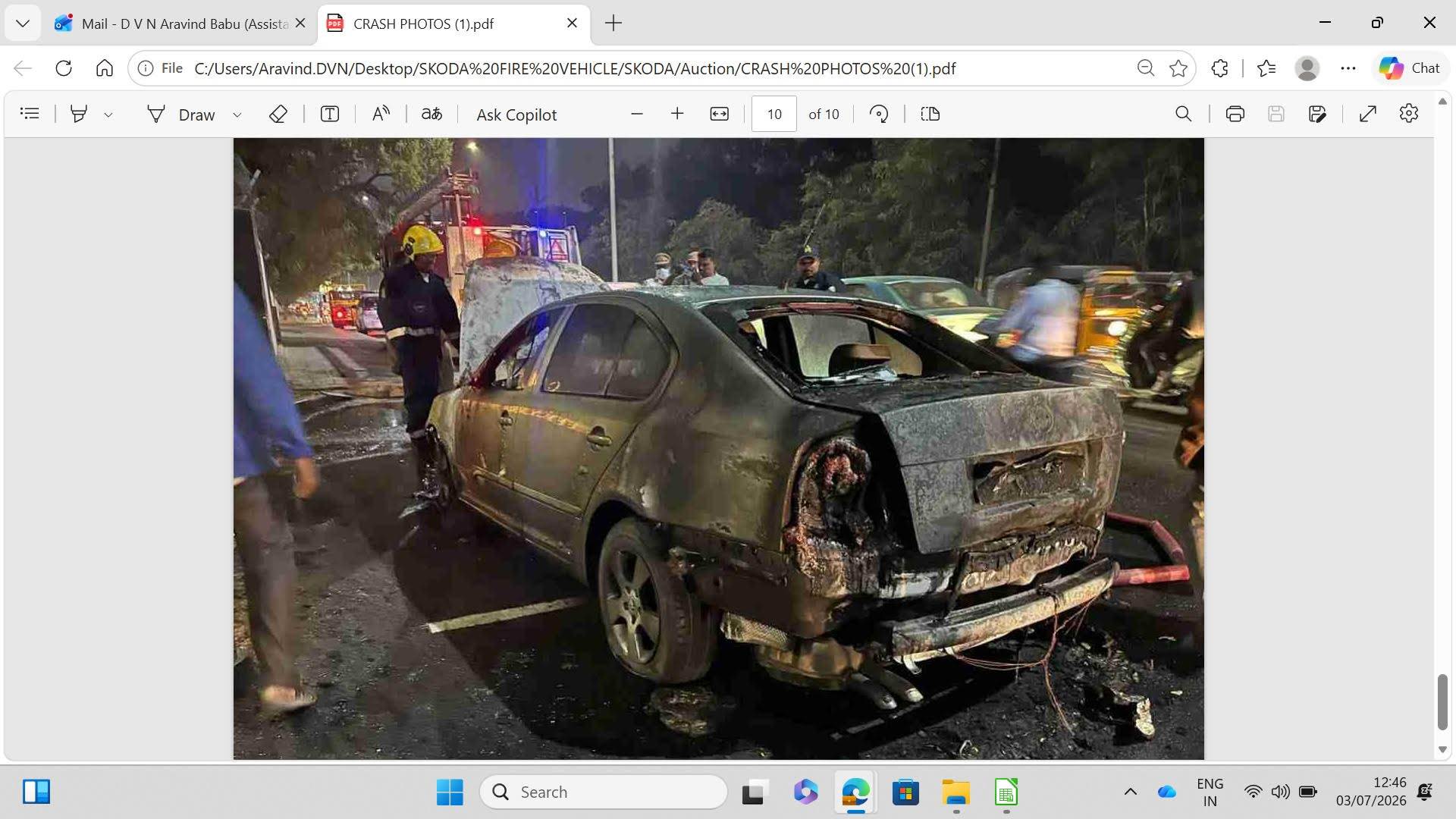Skoda LAURA (2009)  -HYDERABAD,TELANAGANA, (Without RC) FIRE